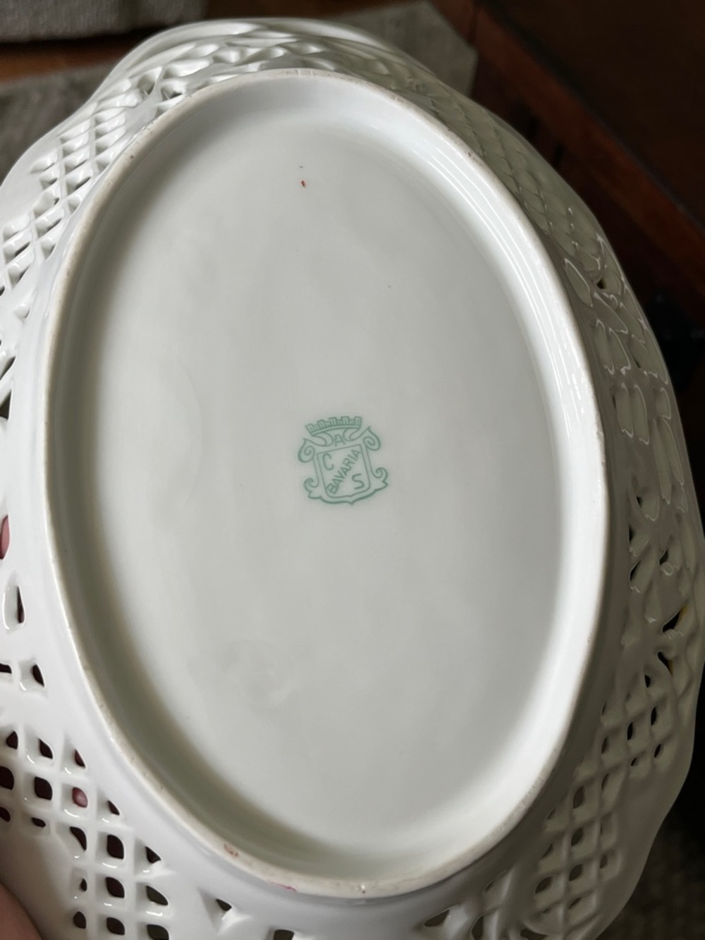 VINTAGE CARL SCHUMANN Bavaria Chateau Dresden Porcelain Basket - Picture 11 of 17